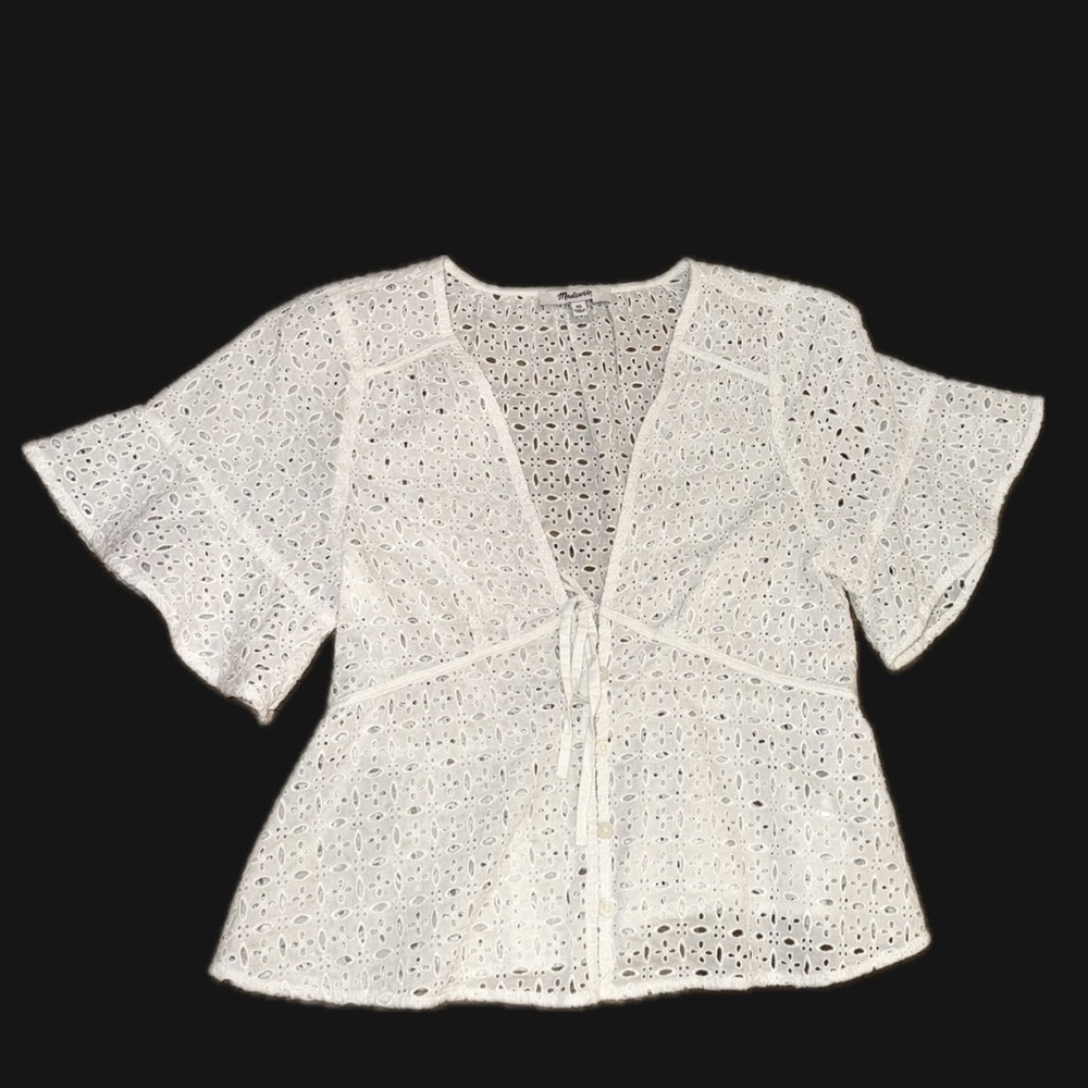 Madewell Eyelet Tie Front Top - Picture 6 of 7